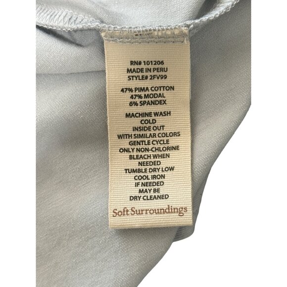 Soft Surroundings MyKonos Midi Dress Short Sleeve Stretch Pearl Blue Size L NEW - Picture 10 of 10